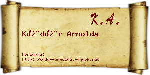 Kádár Arnolda névjegykártya